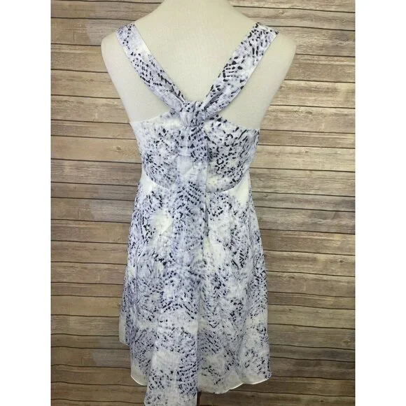 Jessica Simpson Size 4 Dress Blue White Pleated Lined Size Zip Faux Wrap Style - Picture 6 of 11